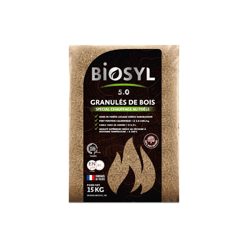 Granulés de bois - BIOSYL - Sac de 15 kg